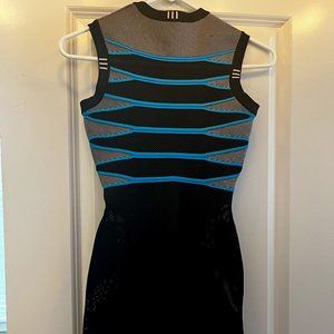 Alexander Wang, XS Black & Blue Mesh Dress